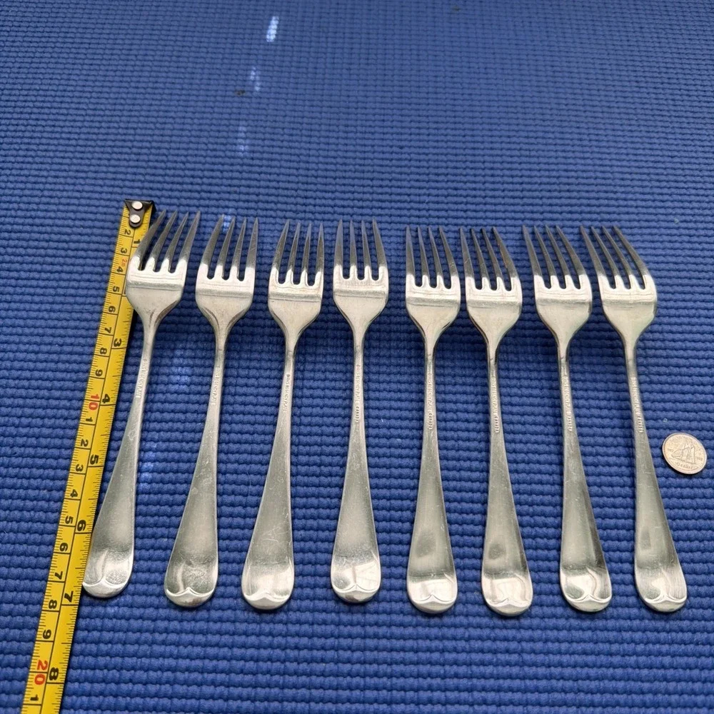 Vintage Birks Regency Plate Queen Mary - silverplate, Set 8 Luncheon Forks 7